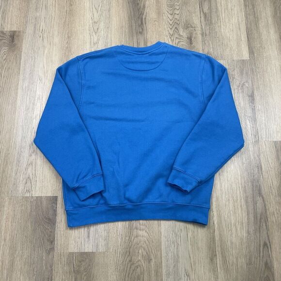 Nike Sweater Mens Medium Blue Swoosh Crewneck Pullover Embroidered Logo Turkey - Picture 7 of 11
